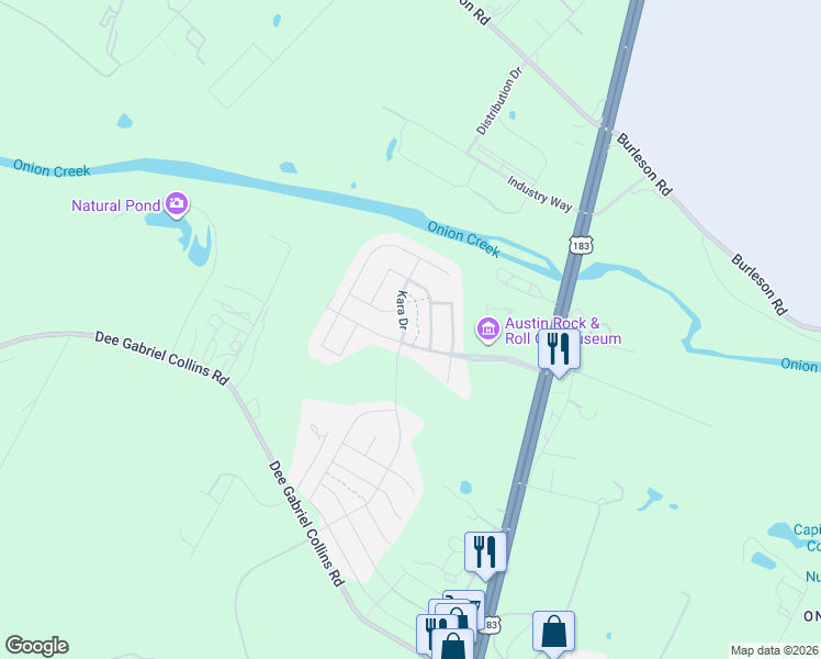 map of restaurants, bars, coffee shops, grocery stores, and more near 5420 Ingersoll Lane in Austin