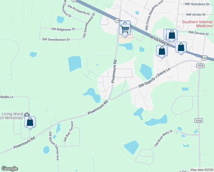map of restaurants, bars, coffee shops, grocery stores, and more near 150 SW Old Pecan Ct in Lake City