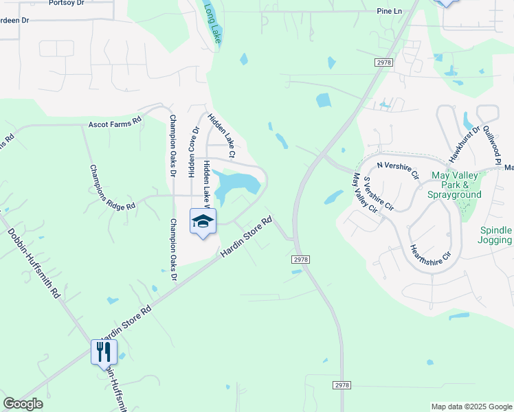 map of restaurants, bars, coffee shops, grocery stores, and more near 9123 Hidden Lake East Drive in Magnolia