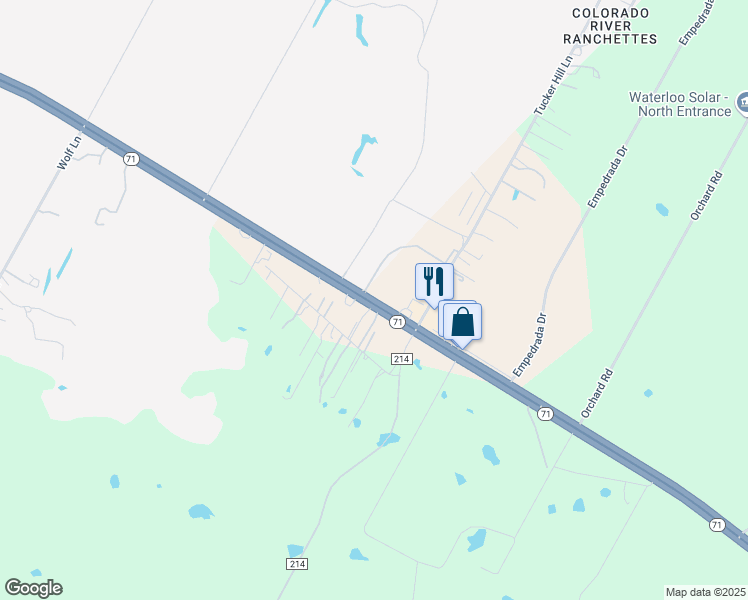 map of restaurants, bars, coffee shops, grocery stores, and more near 8715 East Highway 71 in Del Valle