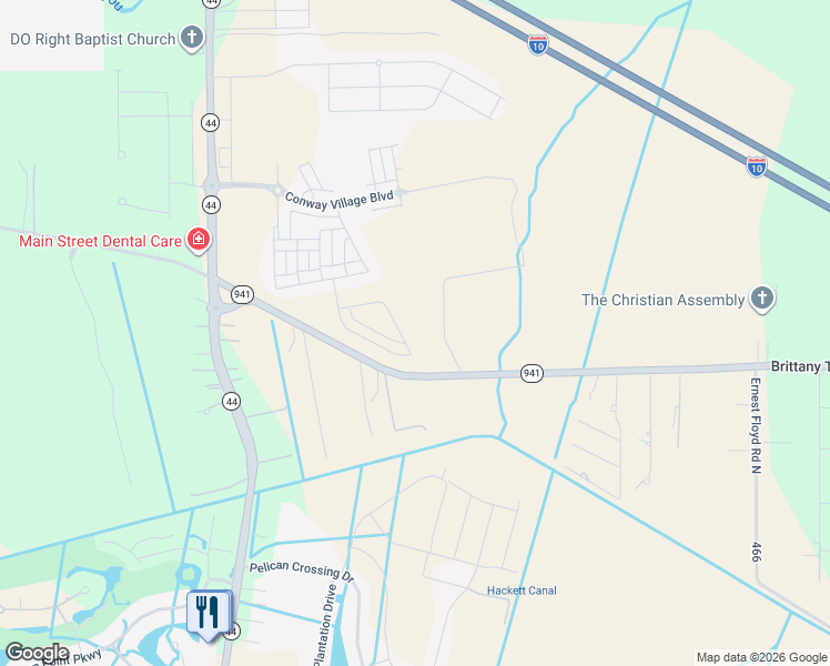 map of restaurants, bars, coffee shops, grocery stores, and more near 5240 Louisiana 44 in Gonzales