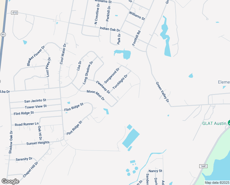map of restaurants, bars, coffee shops, grocery stores, and more near 110 Torchlight Drive in Bastrop