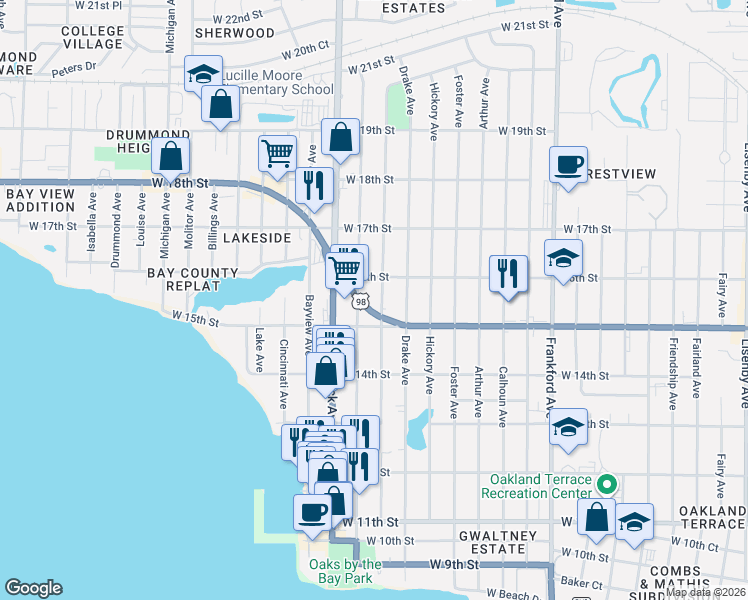 map of restaurants, bars, coffee shops, grocery stores, and more near 1517 Wilmont Avenue in Panama City