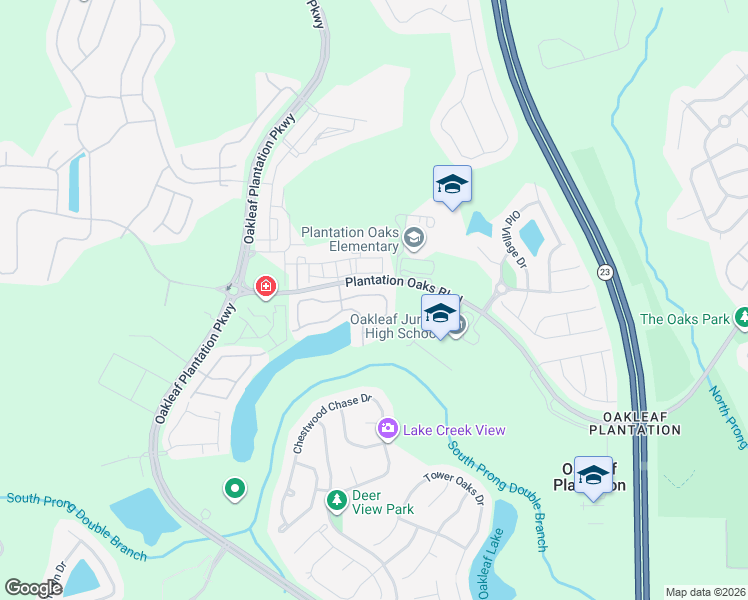 map of restaurants, bars, coffee shops, grocery stores, and more near 3685B Creswick Circle in Orange Park