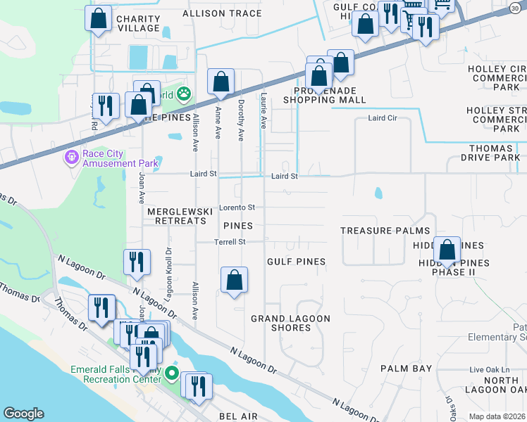 map of restaurants, bars, coffee shops, grocery stores, and more near 8618 Lorento Street in Panama City