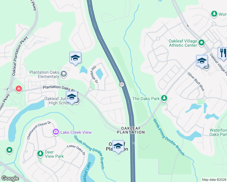 map of restaurants, bars, coffee shops, grocery stores, and more near 3720 Old Hickory Lane in Orange Park