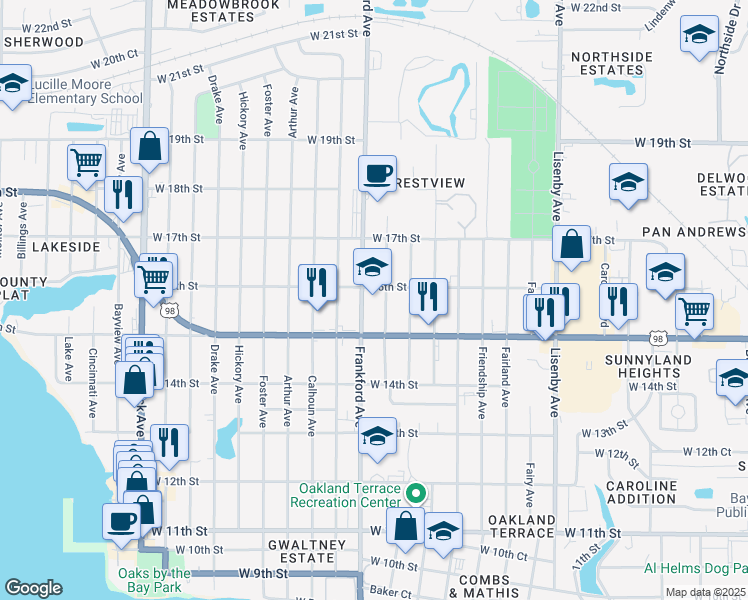 map of restaurants, bars, coffee shops, grocery stores, and more near 1527 Lincoln Avenue in Panama City