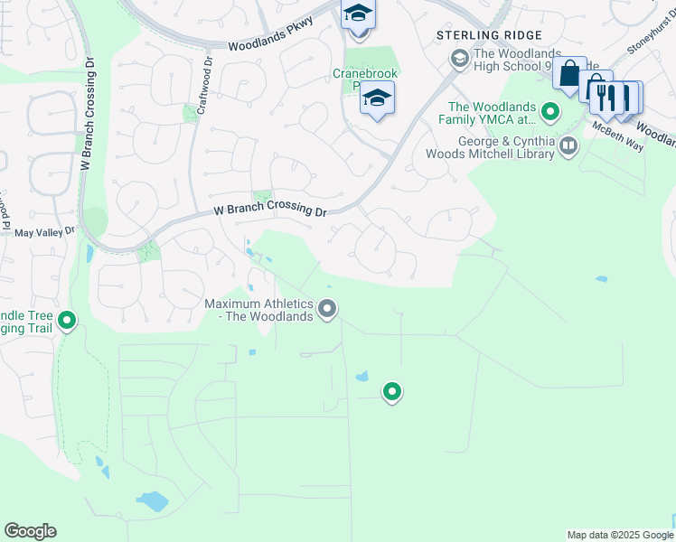 map of restaurants, bars, coffee shops, grocery stores, and more near 7722 Red Bay Circle in Magnolia