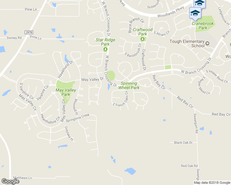 map of restaurants, bars, coffee shops, grocery stores, and more near 27 East French Oaks Circle in Spring