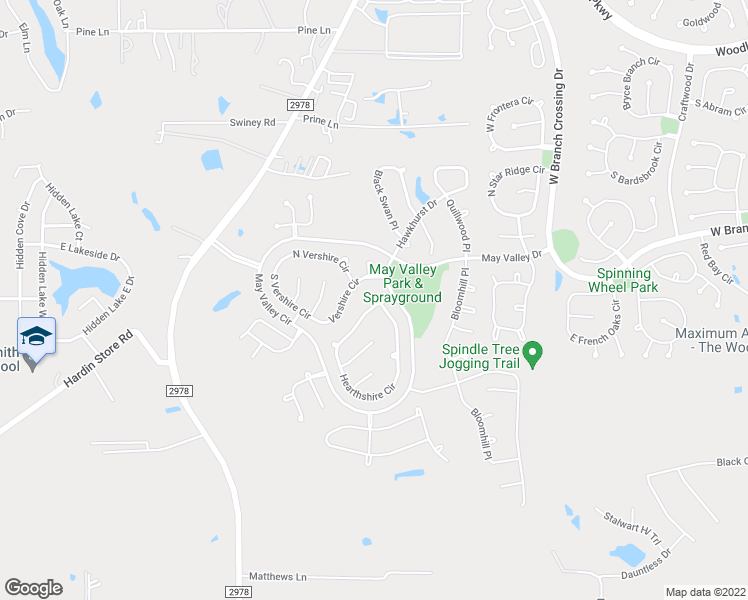 map of restaurants, bars, coffee shops, grocery stores, and more near 34 Hearthshire Court in Magnolia
