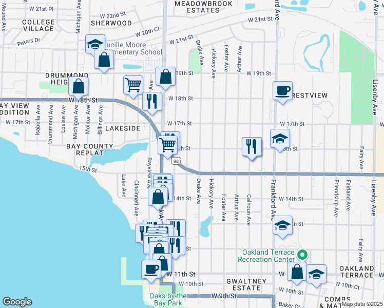 map of restaurants, bars, coffee shops, grocery stores, and more near 1517 Wilmont Avenue in Panama City