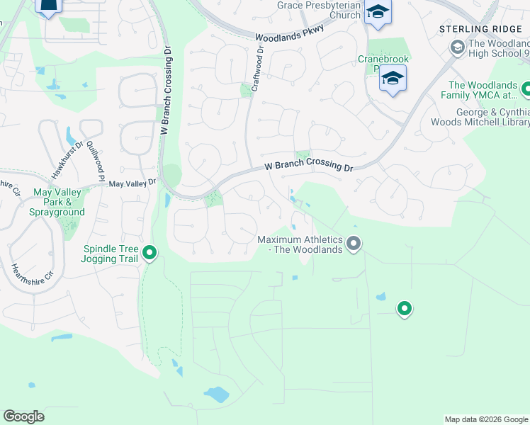 map of restaurants, bars, coffee shops, grocery stores, and more near 2 Rabbit Run Place in Spring