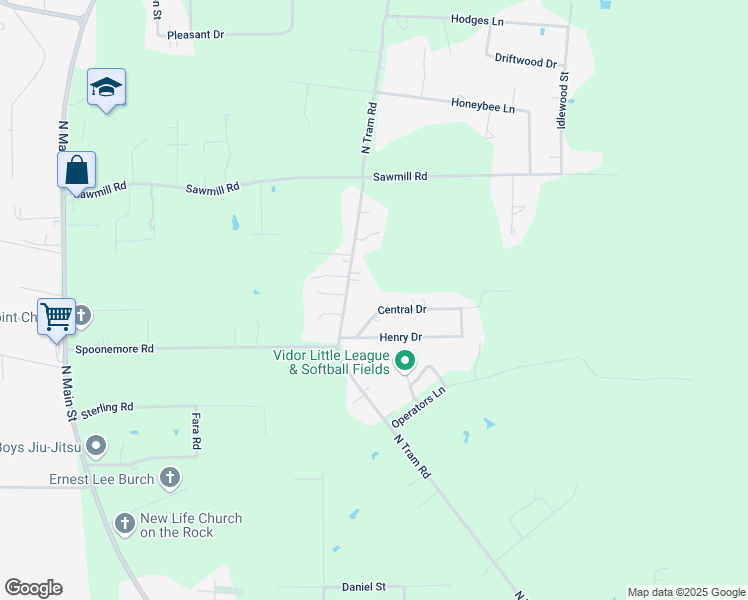 map of restaurants, bars, coffee shops, grocery stores, and more near 985 Central Drive in Vidor