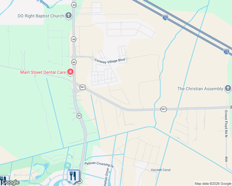 map of restaurants, bars, coffee shops, grocery stores, and more near 41159 Louisiana 941 in Gonzales