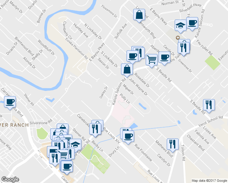 map of restaurants, bars, coffee shops, grocery stores, and more near 161 Rue Fauborg in Lafayette