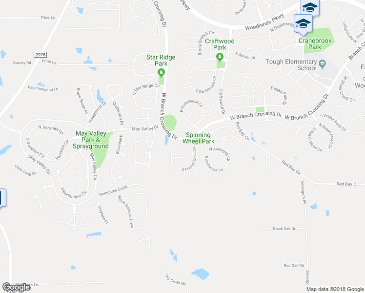 map of restaurants, bars, coffee shops, grocery stores, and more near 14 French Oaks Drive in Spring