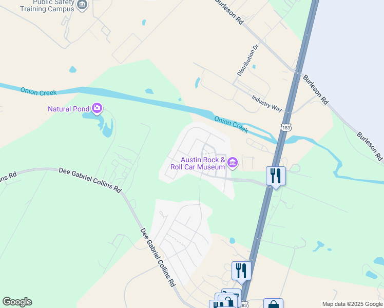 map of restaurants, bars, coffee shops, grocery stores, and more near 8004 Izetta Lane in Austin