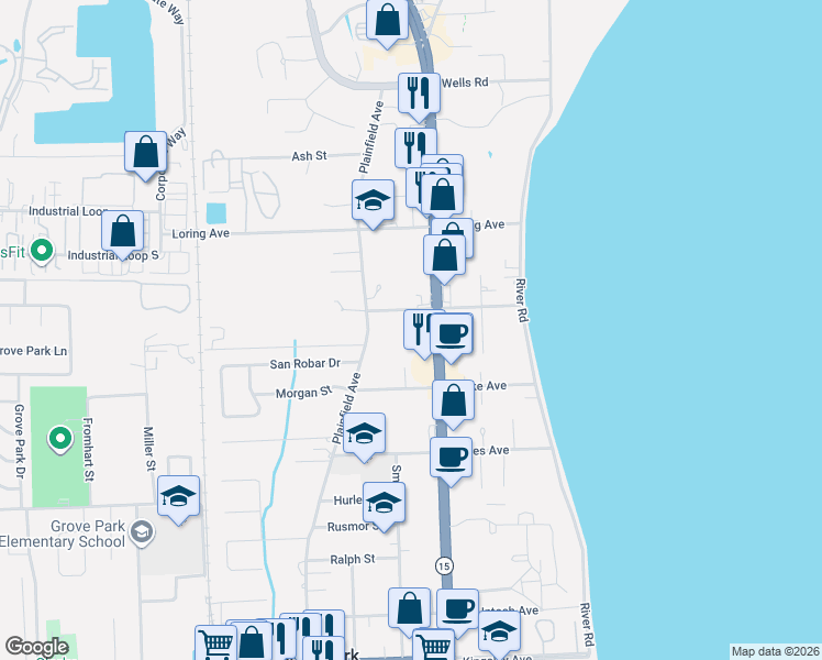map of restaurants, bars, coffee shops, grocery stores, and more near 342 Campbell Avenue in Orange Park