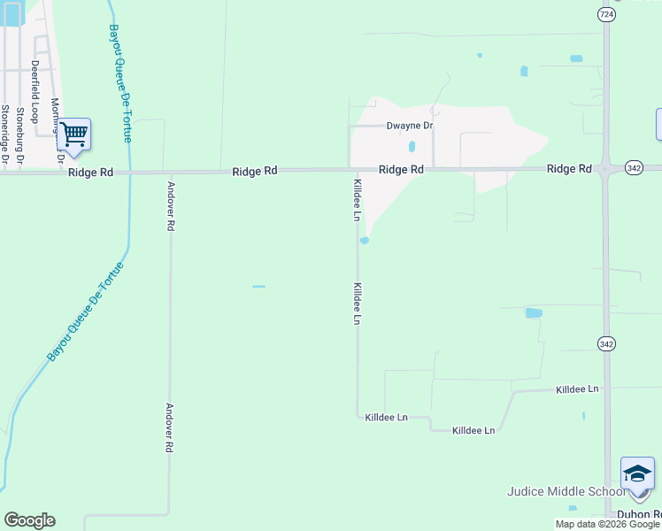 map of restaurants, bars, coffee shops, grocery stores, and more near 801 Killdee Lane in Duson