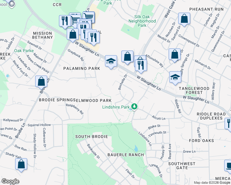 map of restaurants, bars, coffee shops, grocery stores, and more near 3002 Larson Cove in Austin