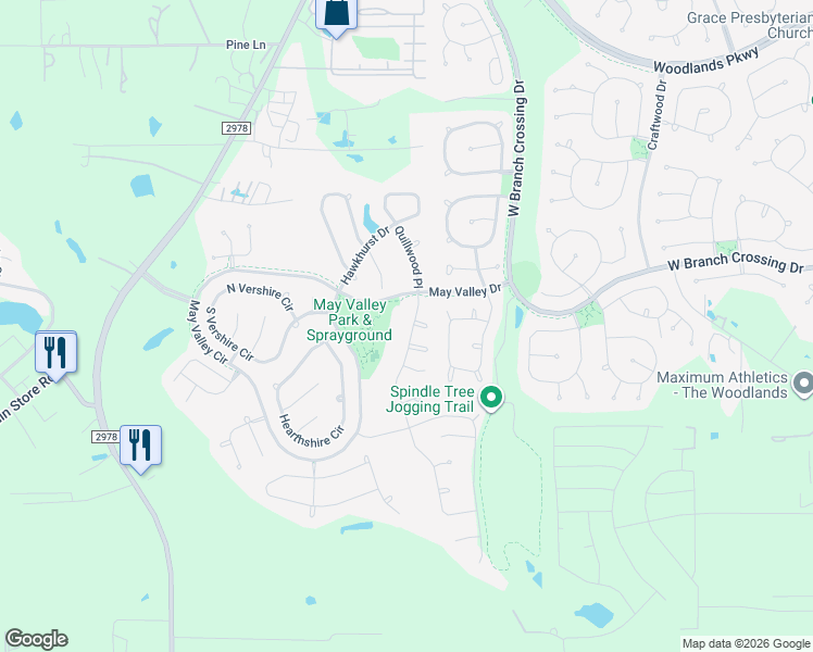 map of restaurants, bars, coffee shops, grocery stores, and more near 287 Bloomhill Place in Magnolia