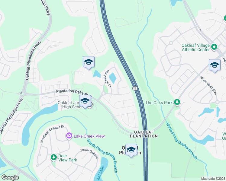 map of restaurants, bars, coffee shops, grocery stores, and more near 3611 Old Village Drive in Orange Park