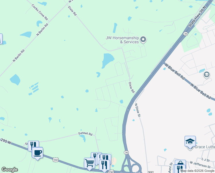 map of restaurants, bars, coffee shops, grocery stores, and more near 1002 Trellis Pass in Brenham