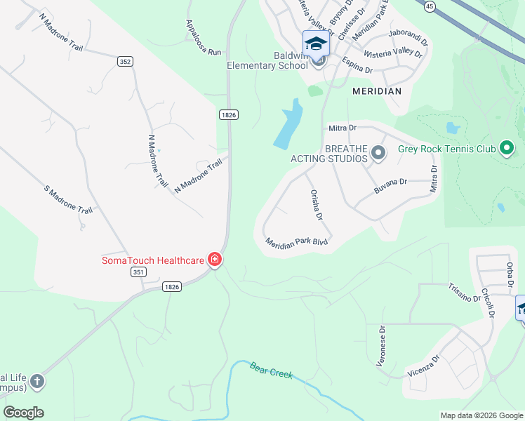 map of restaurants, bars, coffee shops, grocery stores, and more near 13016 Meridian Park Boulevard in Austin