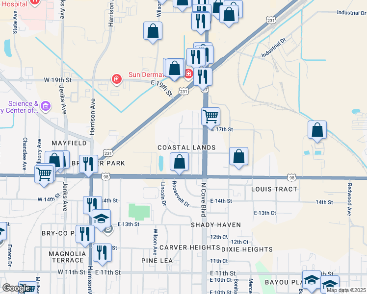 map of restaurants, bars, coffee shops, grocery stores, and more near 1604 Hamilton Avenue in Panama City