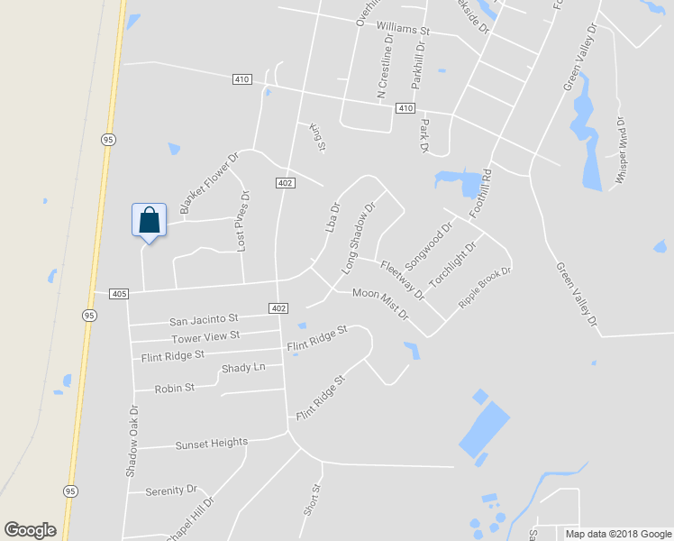 map of restaurants, bars, coffee shops, grocery stores, and more near 154 Long Shadow Drive in Bastrop