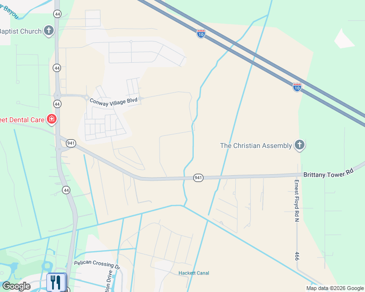 map of restaurants, bars, coffee shops, grocery stores, and more near 41406 Brittany Tower Road in Gonzales