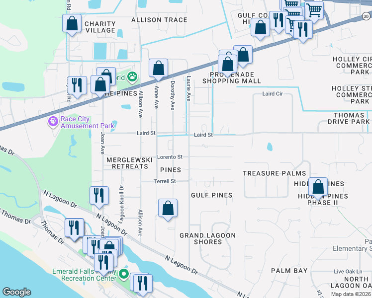 map of restaurants, bars, coffee shops, grocery stores, and more near 8618 Lorento Street in Panama City