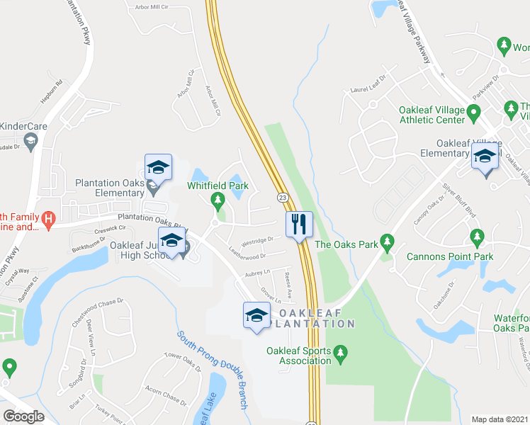 map of restaurants, bars, coffee shops, grocery stores, and more near 3663 Middlebrook Drive in Orange Park