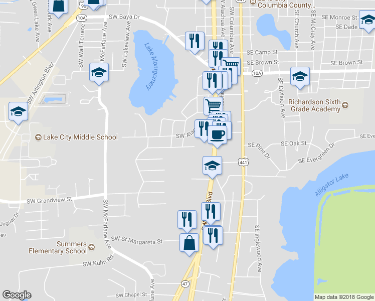 map of restaurants, bars, coffee shops, grocery stores, and more near 378 Southwest Tularosa Lane in Lake City