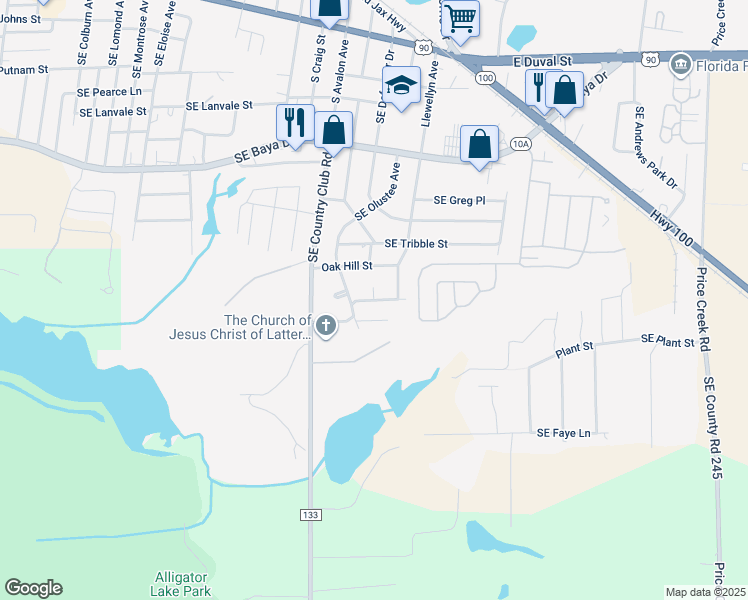 map of restaurants, bars, coffee shops, grocery stores, and more near 98 Southeast Calob Court in Lake City