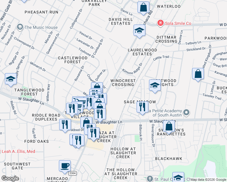 map of restaurants, bars, coffee shops, grocery stores, and more near 9503 Manchaca Road in Austin