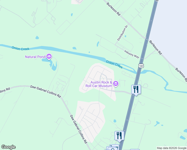 map of restaurants, bars, coffee shops, grocery stores, and more near 5400 Daimler Drive in Austin