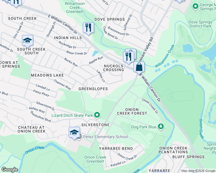 map of restaurants, bars, coffee shops, grocery stores, and more near 6903 10 Oaks Circle in Austin