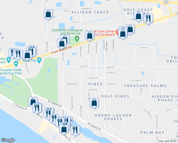 map of restaurants, bars, coffee shops, grocery stores, and more near 2316 Anne Avenue in Panama City