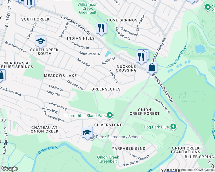 map of restaurants, bars, coffee shops, grocery stores, and more near 4707 Yucca Hill Drive in Austin