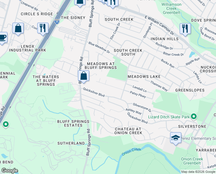 map of restaurants, bars, coffee shops, grocery stores, and more near 7301 Eds Cove in Austin