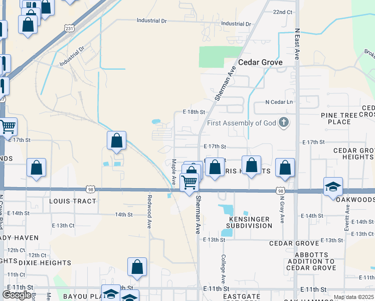 map of restaurants, bars, coffee shops, grocery stores, and more near 1702-1704 Maple Avenue in Panama City