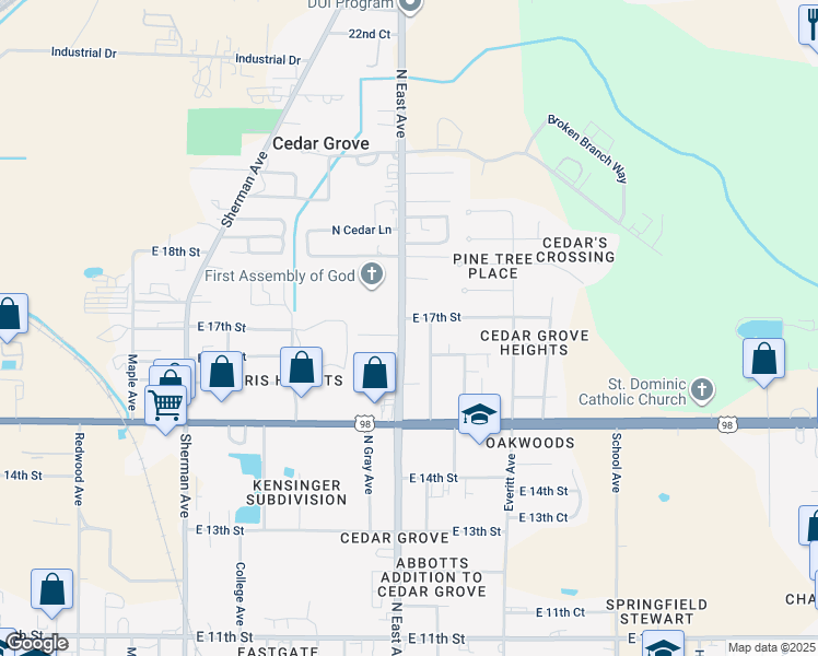 map of restaurants, bars, coffee shops, grocery stores, and more near 1634 North East Avenue in Panama City