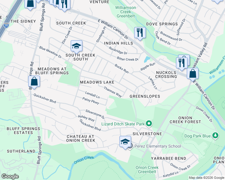 map of restaurants, bars, coffee shops, grocery stores, and more near 4509 Magin Meadow Drive in Austin