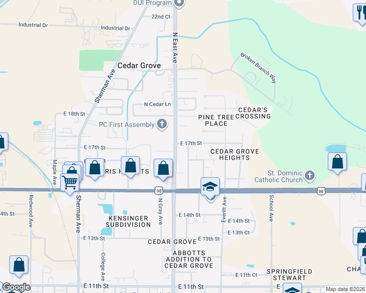 map of restaurants, bars, coffee shops, grocery stores, and more near 1634 North East Avenue in Panama City