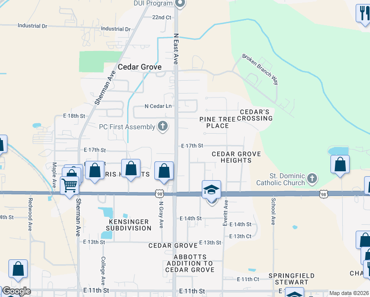 map of restaurants, bars, coffee shops, grocery stores, and more near 1634 North East Avenue in Panama City
