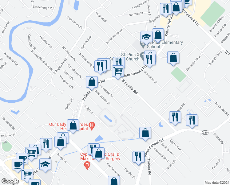 map of restaurants, bars, coffee shops, grocery stores, and more near 11 Heatherstone Drive in Lafayette