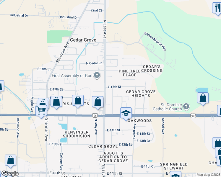 map of restaurants, bars, coffee shops, grocery stores, and more near 2708 East 17th Street in Panama City