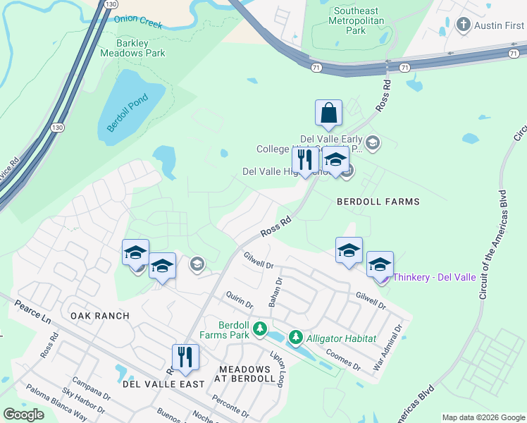 map of restaurants, bars, coffee shops, grocery stores, and more near 4920 Lexington Meadow Lane in Travis County