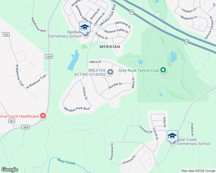 map of restaurants, bars, coffee shops, grocery stores, and more near 12400 Buvana Drive in Austin